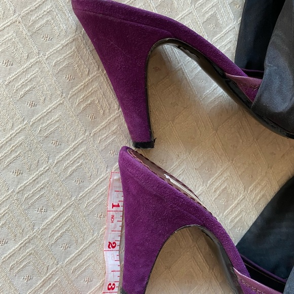 Marc Jacobs Vtg Purple Suede Cloth Strap Heels Made in Italy - Picture 5 of 14